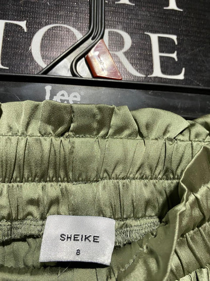 SHEIKE |S| WAIST 26| B6| SAGE GREEN PLEATED WIDE-LEG PALAZZO PANTS