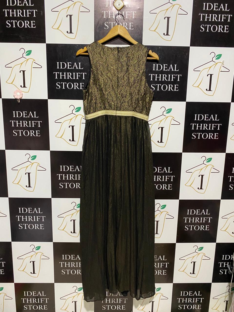BOOHOO |L| BUST 18| B6| BOUTIQUE GOLD LACE OVERLAY MAXI DRESS