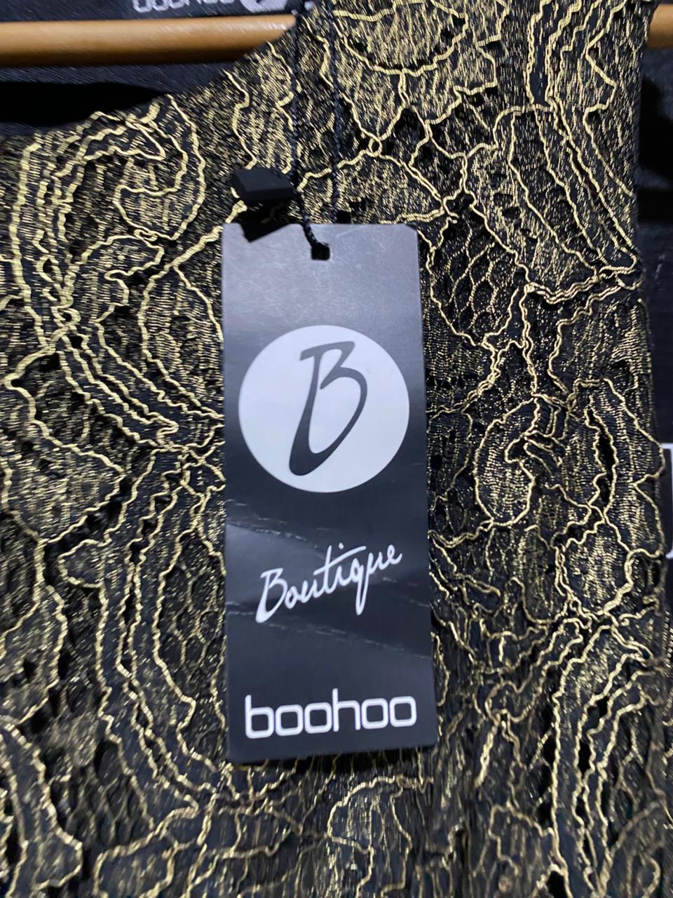 BOOHOO |L| BUST 18| B6| BOUTIQUE GOLD LACE OVERLAY MAXI DRESS