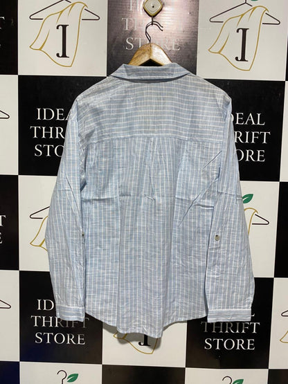ANKO |M| BUST 21| B6| LIGHT BLUE STRIPED BUTTON-DOWN UTILITY SHIRT