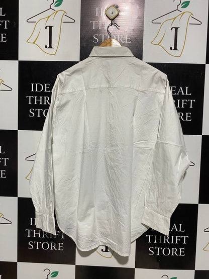 CALVIN KLEIN |XL| BUST 25| B6| CLASSIC WHITE LOGO BUTTON-DOWN SHIRT