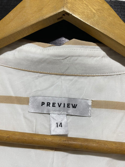 PREVIEW |XL| BUST 24| B6| PREVIEW TAN AND WHITE VERTICAL STRIPED BUTTON-DOWN SHIRT