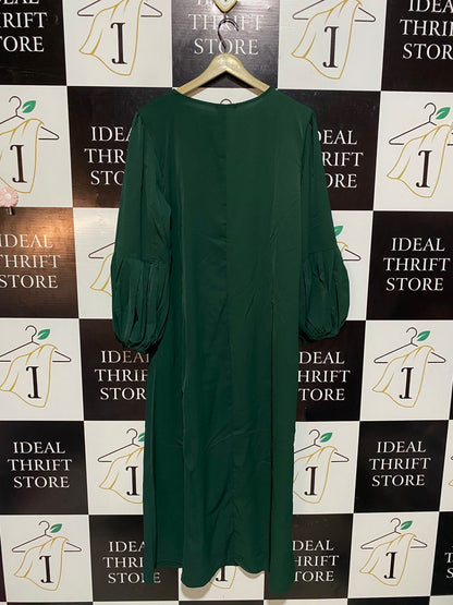 ODETUS |L| BUST 20| B6| ELEGANT EMERALD GREEN PUFF SLEEVE MAXI DRESS