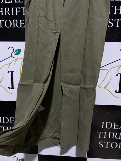 ZARA |XS| BUST 14| B6| OLIVE GREEN CUT-OUT SLIP MIDI DRESS