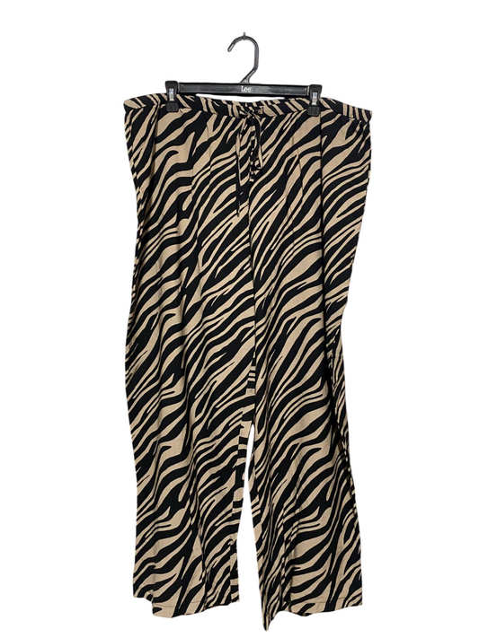 |XXL| WAIST 40| B6|WOMEN'S BOLD ZEBRA PRINT WIDE-LEG PALAZZO PANTS