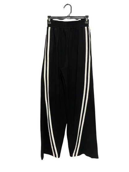 EP ATHLEISUE | XS| WAIST 24| B6| : WOMEN'S CHIC BLACK WIDE-LEG ATHLEISURE PANTS WITH SIDE STRIPES
