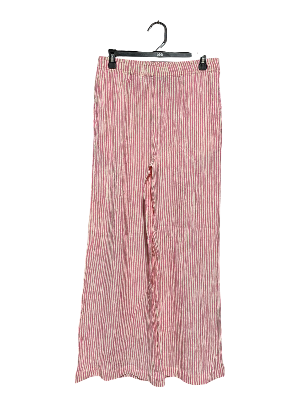 SPORT SGIRL |L| WAIST 30| B6| WOMEN'S CHIC PINK AND WHITE VERTICAL STRIPED WIDE-LEG PANTS
