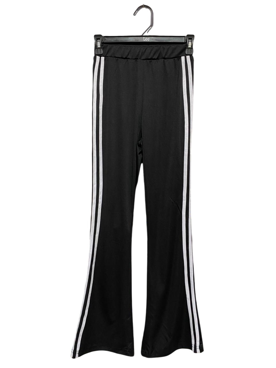 |S| WAIST 24| B7| WOMEN'S HIGH-WAISTED FLARE TRACK PANTS WITH SIDE STRIPES