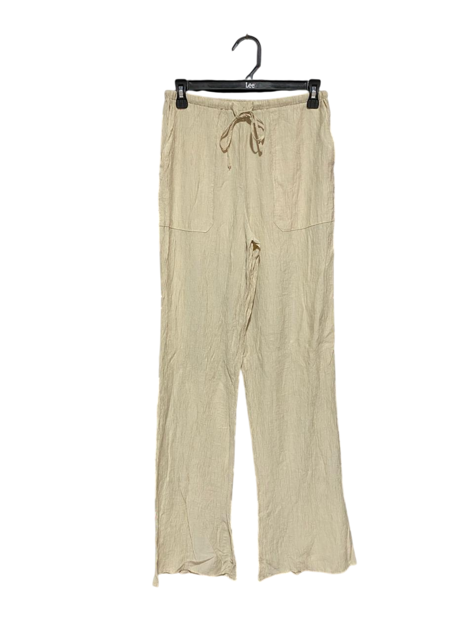 ZARA |S| WAIST 26| B7| PREMIUM LINEN BLEND DRAWSTRING WIDE LEG PANTS