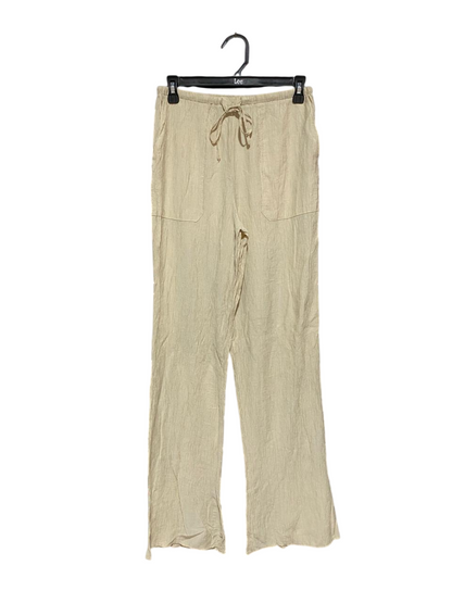 ZARA |S| WAIST 26| B7| PREMIUM LINEN BLEND DRAWSTRING WIDE LEG PANTS