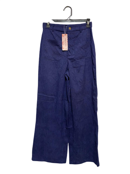 SHEIN |S| WAIST 26| B7| MOD HIGH-WAISTED NAVY BLUE CORDUROY TROUSERS – WIDE-LEG CARGO STYLE PANTS