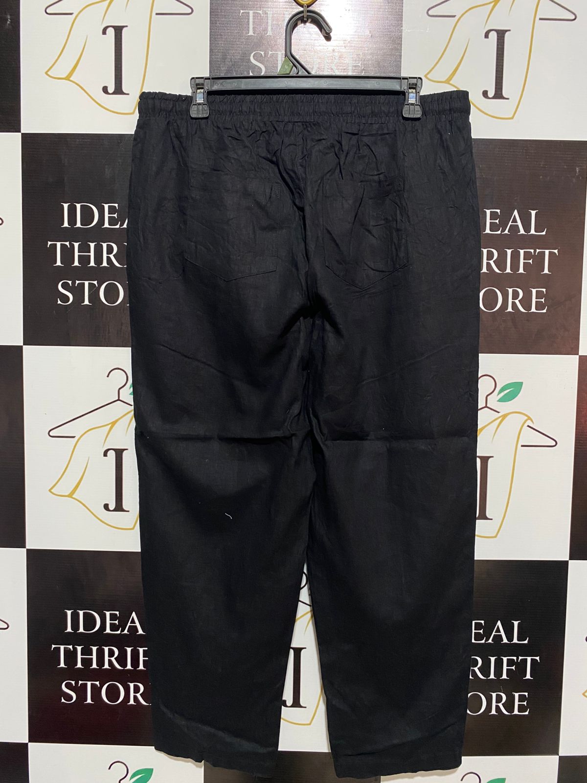 GRAE LINEN |XL| WAIST 34 | B7| CLASSIC JET BLACK LINEN BLEND TROUSERS