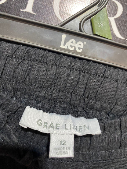 GRAE LINEN |XL| WAIST 34 | B7| CLASSIC JET BLACK LINEN BLEND TROUSERS