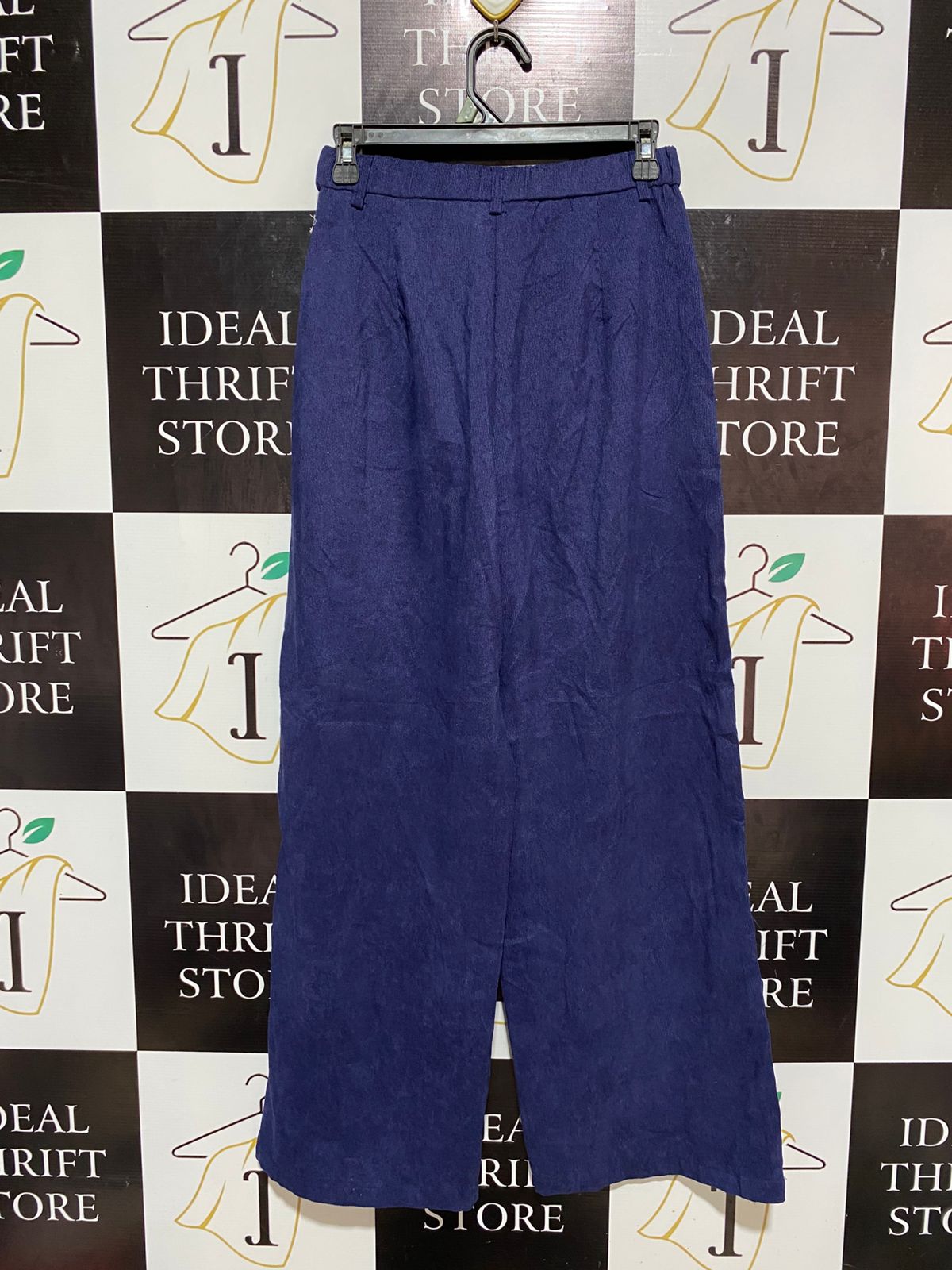 SHEIN |S| WAIST 26| B7| MOD HIGH-WAISTED NAVY BLUE CORDUROY TROUSERS – WIDE-LEG CARGO STYLE PANTS