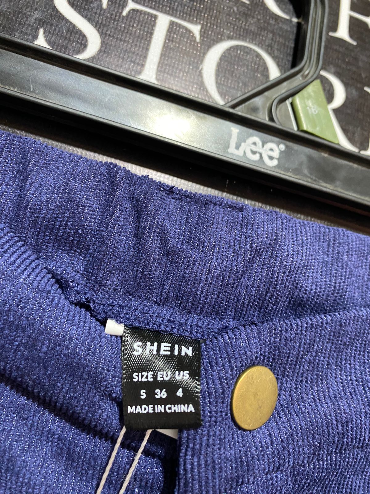 SHEIN |S| WAIST 26| B7| MOD HIGH-WAISTED NAVY BLUE CORDUROY TROUSERS – WIDE-LEG CARGO STYLE PANTS