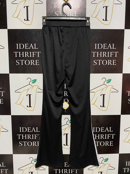 |S| WAIST 24| B7| WOMEN'S HIGH-WAISTED FLARE TRACK PANTS WITH SIDE STRIPES