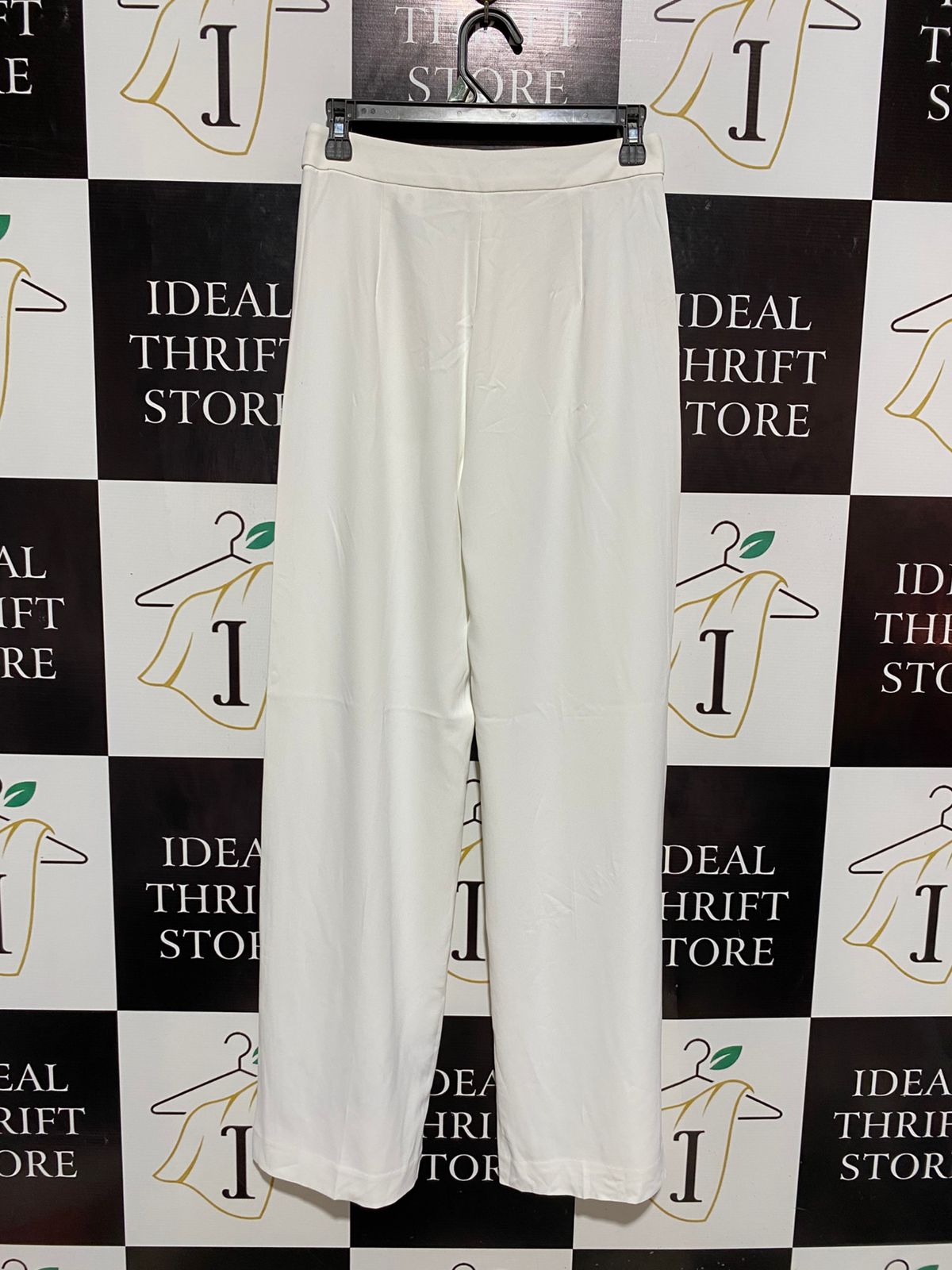 H&M |M| WAIST 28| B7| WOMEN'S HIGH-WAISTED WIDE-LEG DRESS PANTS IN OFF-WHITE