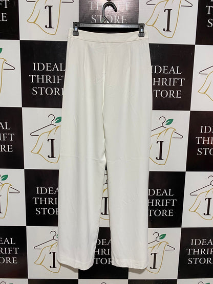H&M |M| WAIST 28| B7| WOMEN'S HIGH-WAISTED WIDE-LEG DRESS PANTS IN OFF-WHITE
