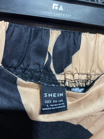 SHEIN |L| WAIST 28| B7| WOMEN'S BOLD ABSTRACT LEAF PRINT WIDE-LEG PALAZZO PANTS