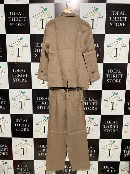 ZEBEIN |M| B6| WOMEN'S TWO-PIECE EMBROIDERED LINEN CO-ORD BLAZER SET