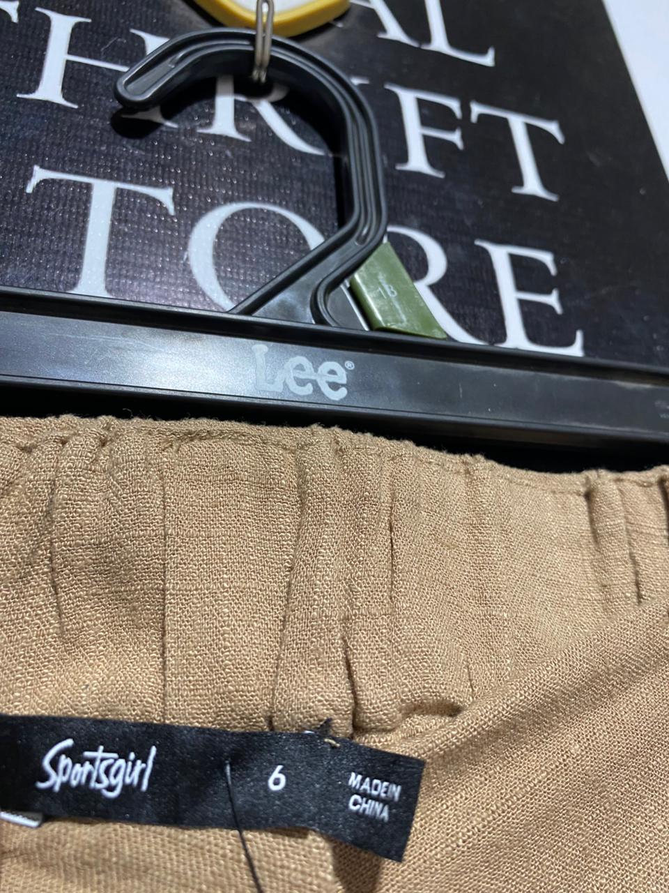 SPORTS GIRL |S| WAIST 26| B6| WOMEN'S HIGH-WAISTED WIDE-LEG LINEN BLEND TROUSERS IN CAMEL