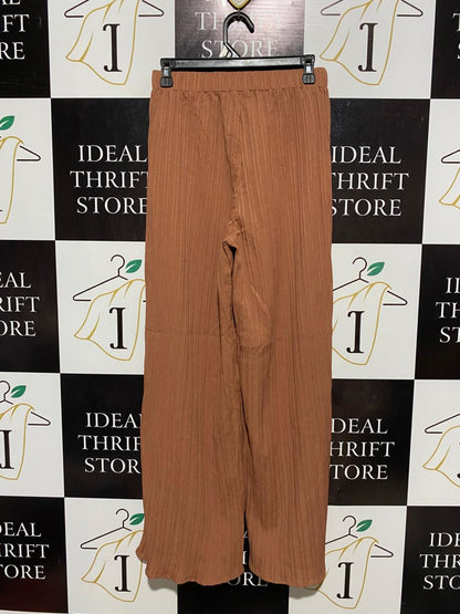 SHEIN |S| WAIST 27| B6|WOMEN'S ELEGANT RUST BROWN PLEATED WIDE-LEG PANTS