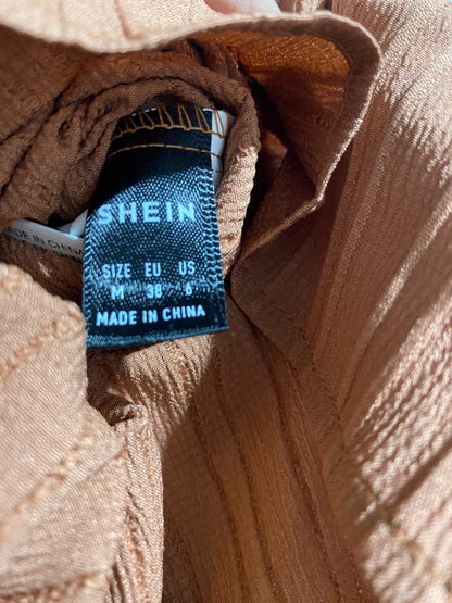 SHEIN |S| WAIST 27| B6|WOMEN'S ELEGANT RUST BROWN PLEATED WIDE-LEG PANTS