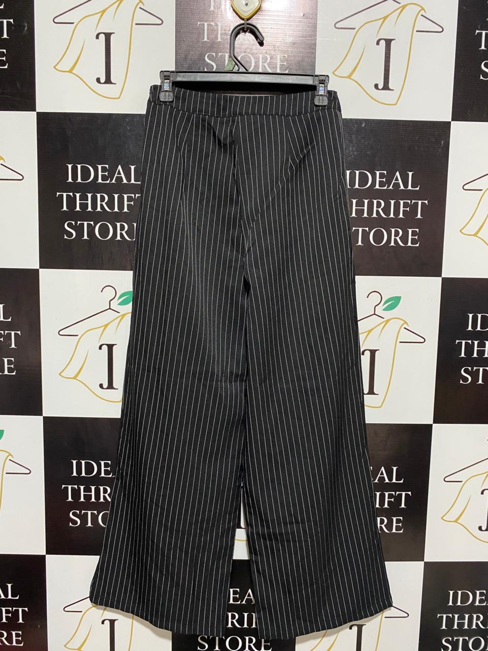 SHEIN |M| WAIST 28| B6| CHIC BLACK AND WHITE PINSTRIPE WIDE-LEG TROUSERS