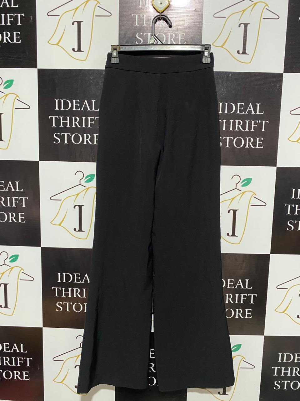 DOTTI |S|WAIST 26| B6|WOMEN'S SOPHISTICATED HIGH-WAISTED BLACK WIDE-LEG TROUSERS