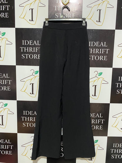 DOTTI |S|WAIST 26| B6|WOMEN'S SOPHISTICATED HIGH-WAISTED BLACK WIDE-LEG TROUSERS