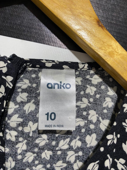 ANKO |M| BUST 19| B6| WOMEN'S ELEGANT BLACK AND WHITE FLORAL MIDI DRESS