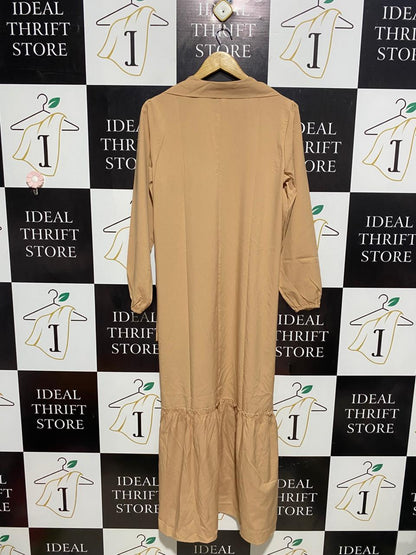 ZANZEA |M| BUST 19| B6| WOMEN'S ELEGANT TAN MAXI DRESS WITH BUTTON DETAIL