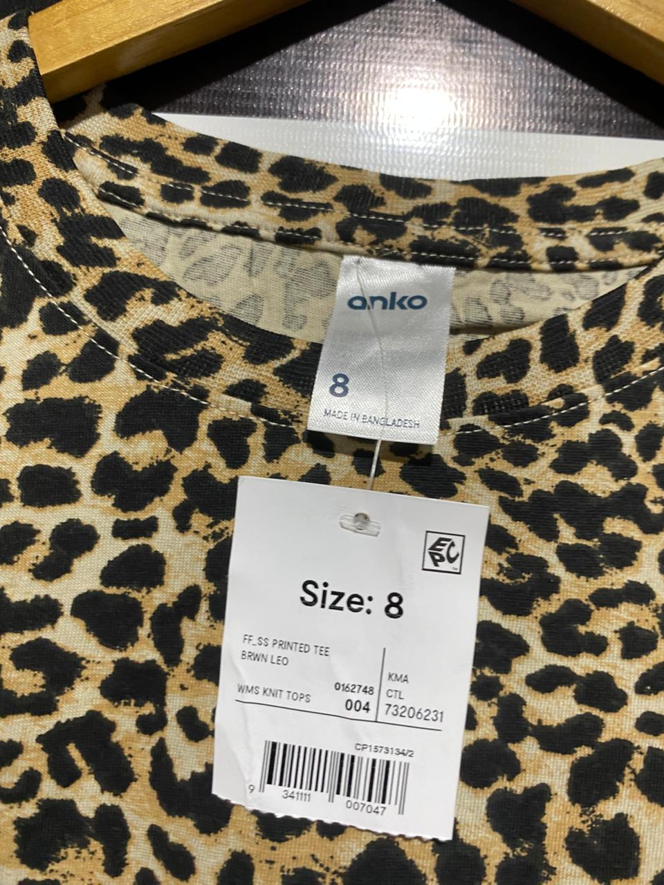 ANKO |M| BUST 18| B6| GEORGE LEOPARD PRINT CLASSIC CREW NECK T-SHIRT