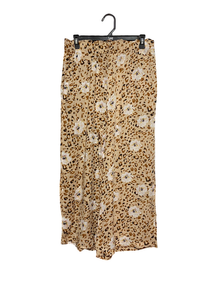 SANCTUM |M| WAIST 30| B7| LEOPARD AND FLORAL PRINT WIDE-LEG PALAZZO PANTS