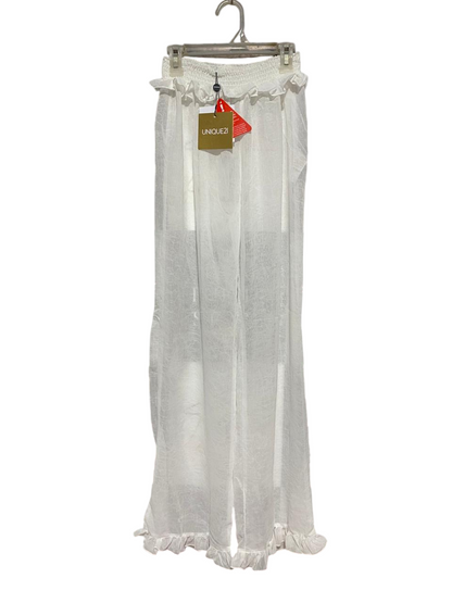 UNIQUE |M| WAIST 22| B7| RUFFLE TRIM SMOCKED WAIST TROUSERS