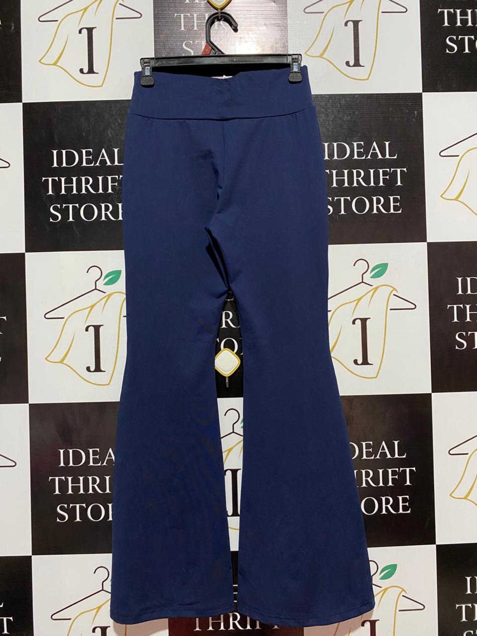 SHEIN |S| WAIST 26| B7| PREMIUM NAVY BLUE HIGH-RISE FLARED ATHLETIC PANTS WITH SIDE STRIPES