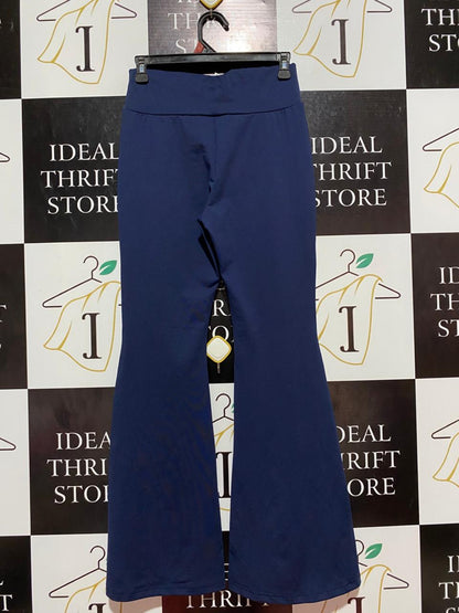 SHEIN |S| WAIST 26| B7| PREMIUM NAVY BLUE HIGH-RISE FLARED ATHLETIC PANTS WITH SIDE STRIPES