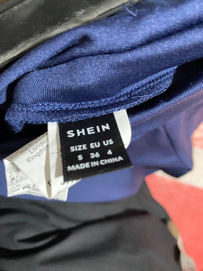 SHEIN |S| WAIST 26| B7| PREMIUM NAVY BLUE HIGH-RISE FLARED ATHLETIC PANTS WITH SIDE STRIPES