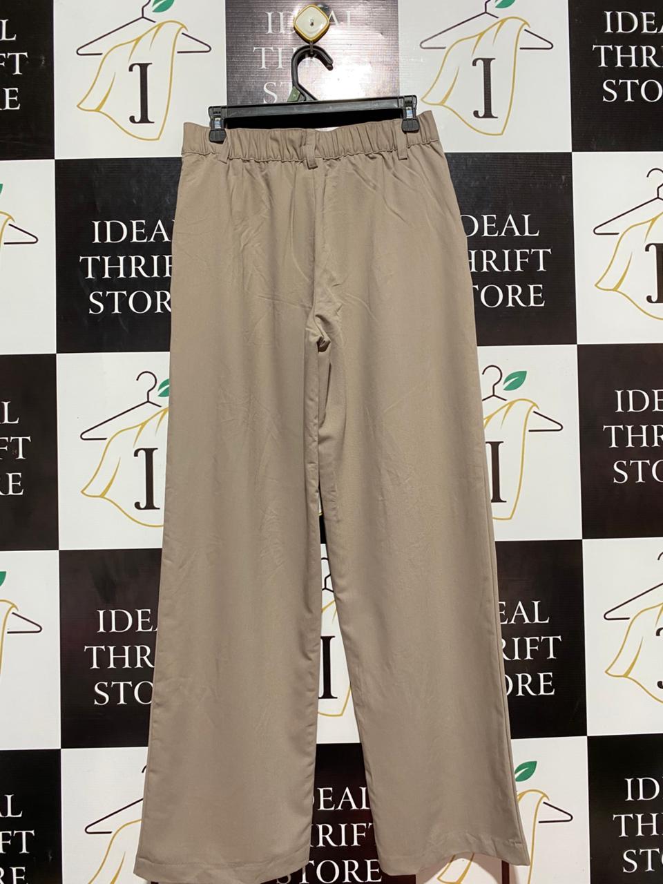 ANKO |M| WAIST 29| B7| PREMIUM TAUPE HIGH-WAISTED WIDE-LEG PLEATED FORMAL TROUSERS