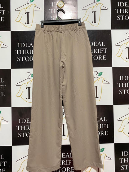 ANKO |M| WAIST 29| B7| PREMIUM TAUPE HIGH-WAISTED WIDE-LEG PLEATED FORMAL TROUSERS