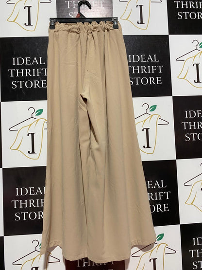 SHEIN |M| WAIST 26| B7| PREMIUM BEIGE HIGH-WAISTED WIDE-LEG PALAZZO TROUSERS WITH DRAWSTRING