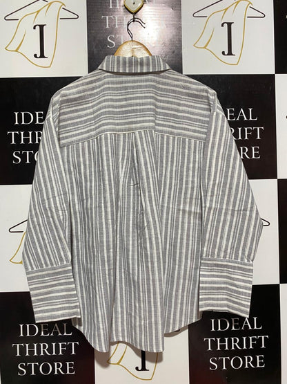 4TH RECKLESS |XL| BUST 25| B7| PREMIUM OVERSIZED STRIPED BUTTON-DOWN COTTON SHIRT