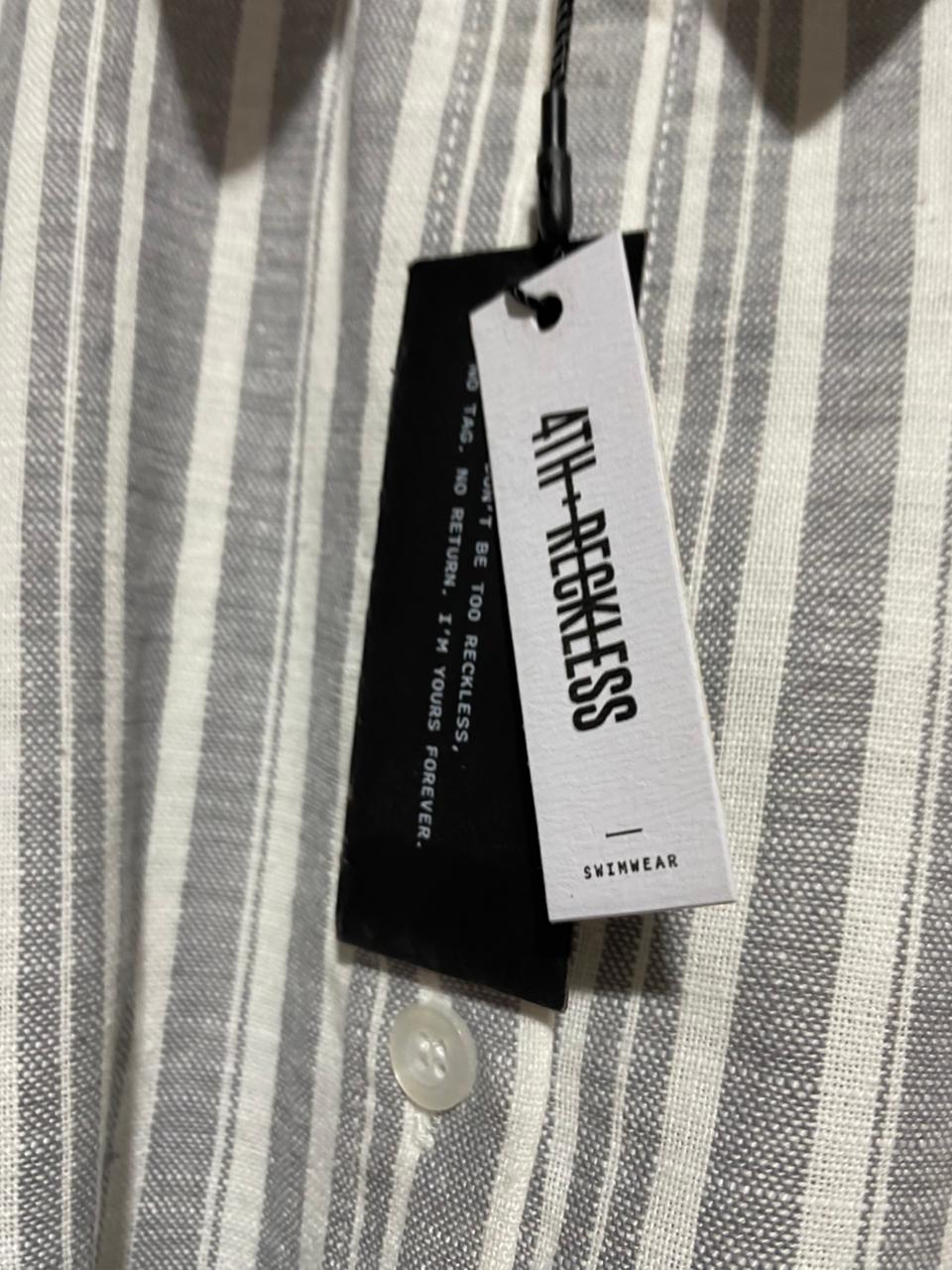 4TH RECKLESS |XL| BUST 25| B7| PREMIUM OVERSIZED STRIPED BUTTON-DOWN COTTON SHIRT