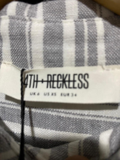 4TH RECKLESS |XL| BUST 25| B7| PREMIUM OVERSIZED STRIPED BUTTON-DOWN COTTON SHIRT