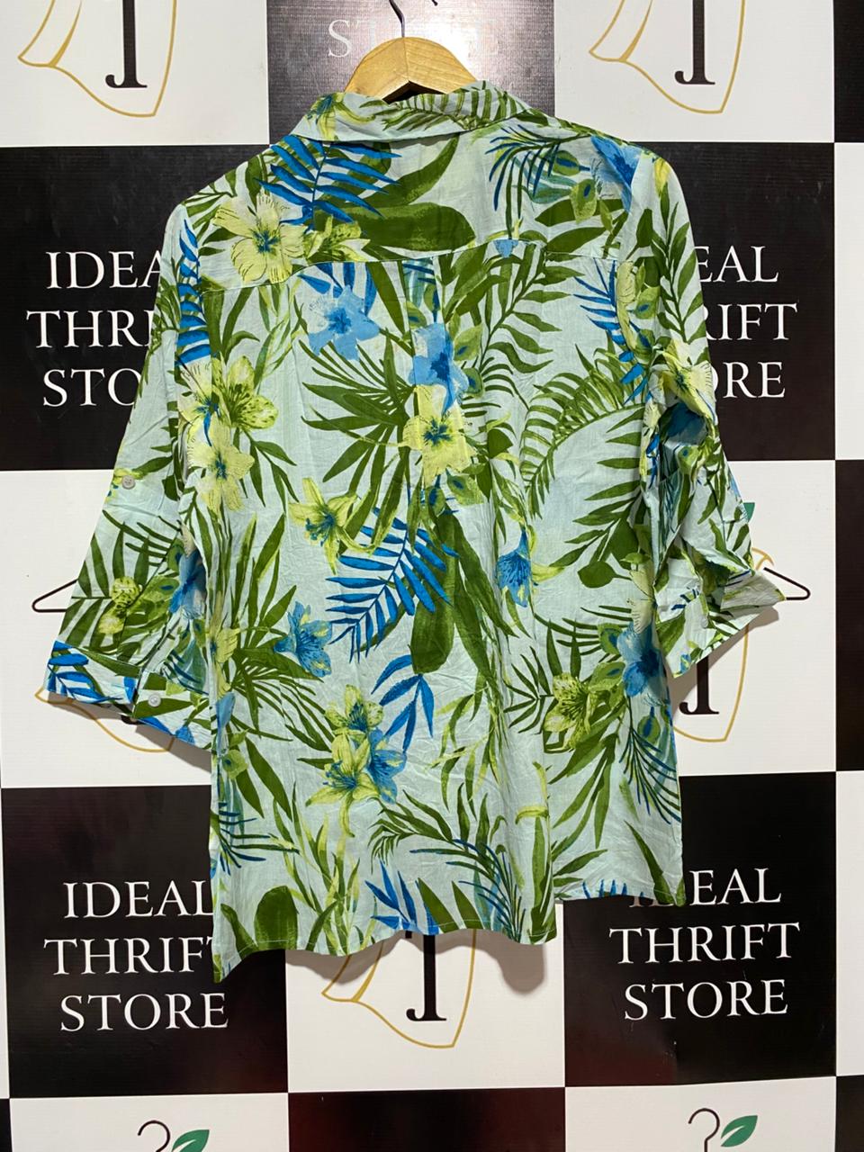 MILLERA |XL| BUST 24| B7| VIBRANT TROPICAL FLORAL PRINT BUTTON-DOWN SHIRT