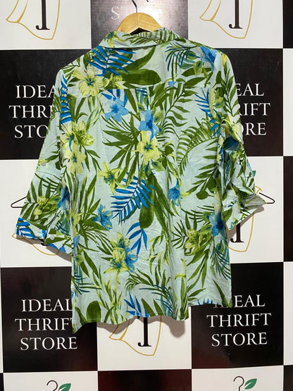 MILLERA |XL| BUST 24| B7| VIBRANT TROPICAL FLORAL PRINT BUTTON-DOWN SHIRT