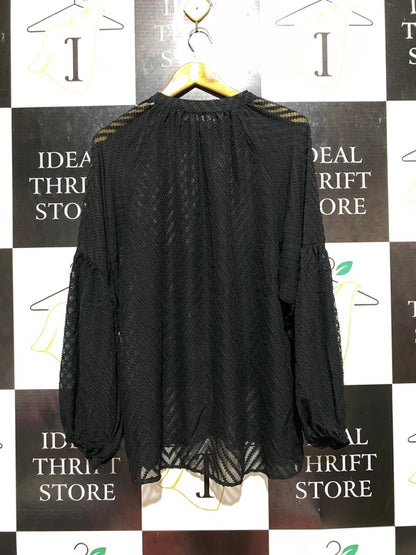 DECJUBA |L| BUST 22| B7| LUXE TEXTURED BOHO BLOUSE - SHEER BLACK