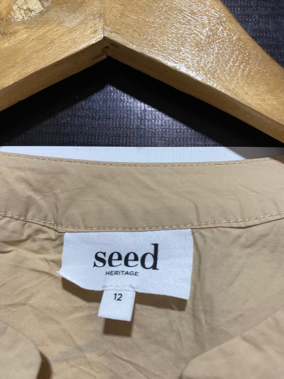SEED |M| BUST 21| B7| HERITAGE COTTON POPLIN PUFF SLEEVE BLOUSE  HONEY