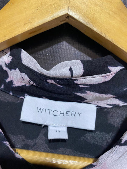 WITCHERY |M| BUST 20| B7| FLORAL MIDI SHIRT DRESS - BLACK & BLUSH