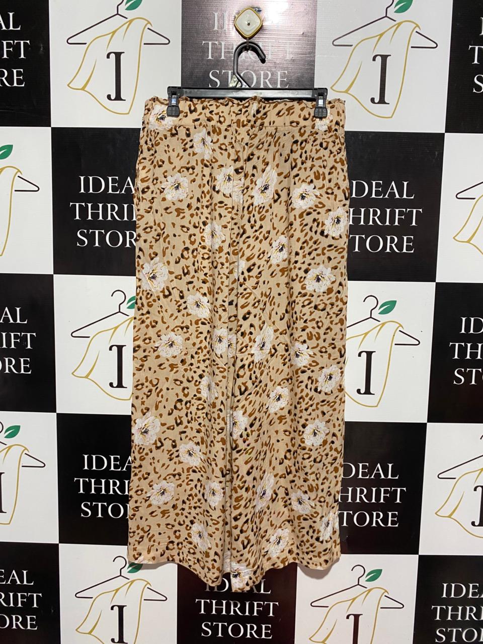 SANCTUM |M| WAIST 30| B7| LEOPARD AND FLORAL PRINT WIDE-LEG PALAZZO PANTS